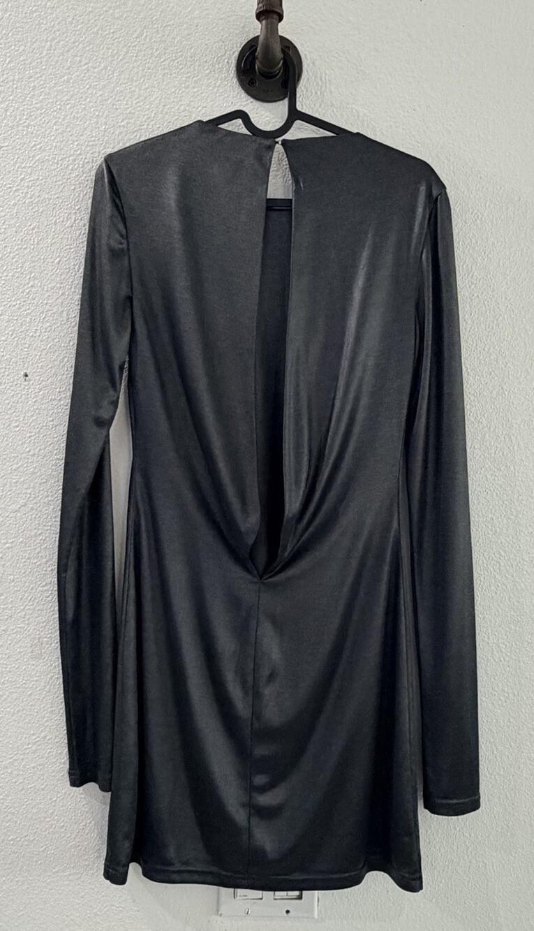 Alexander Wang Womens Black Shimmer Drape Back Dress Sz 4 Classic Capsule